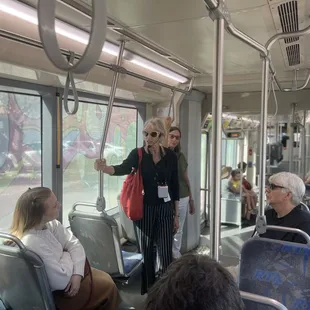 Riding the streetcar and learning about the sites along the route.