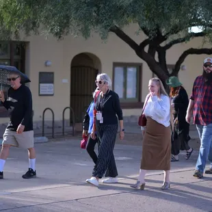 Walking to our next stop.