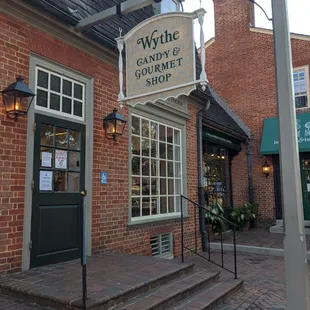 the entrance to the candy shop