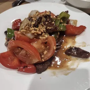 Black Pepper Beef just had too many veggies but it's packed with flavor!