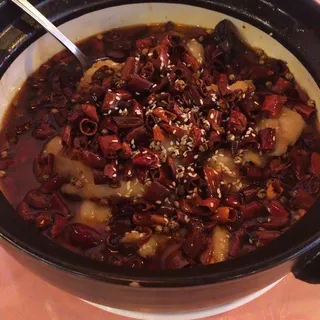 D6. / Taste Special Boiled Fish w/ Bean Sprouts in Hot Chili Oil