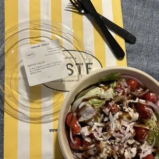 Wedge salad w/Xtra onions &amp; tomatoes