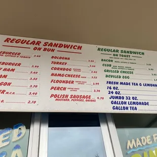 Sandwich Menu