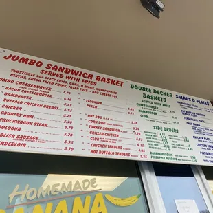 Plates/Baskets Menu