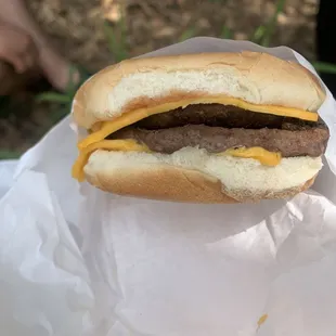 a sausage and cheese sandwich