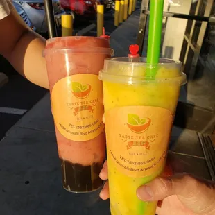 Mixed fruit smoothie &amp; passion fruit slush ,