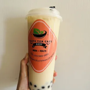 Honey Milk Tea (less sweet)!!