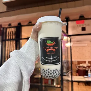 Barley Milk Green Tea with mini boba