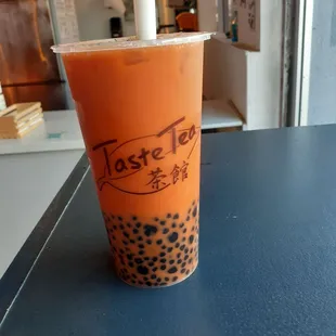 Thai Tea with mixed boba
