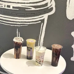 Vietnamese dessert cup, Chocolate Crme Brulee Milk Tea, Taro Creme Brulee Milk Tea