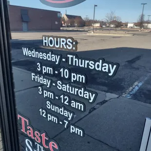 a sign in the window