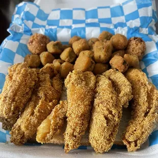 Fried 5 PIECE PERCH FILLET DINNER WITH OKRA