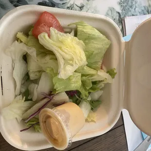Side salad served with meal