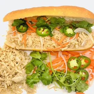 Shredded chicken Banh mi