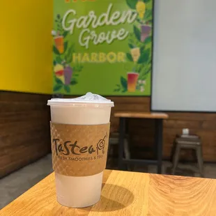 FREE 20oz hot milk tea for being Loyal customer!  Trinity at cashier suggested to get UBE MILK TEA... yummers!