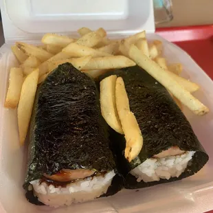 1.11.23- Spam musubi &amp; garlic fries $7.95