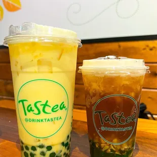 Mango Milk Tea &amp; Passion Tea.