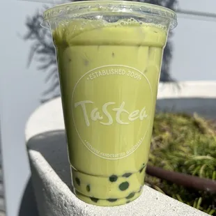 Green Thai Tea with honey boba