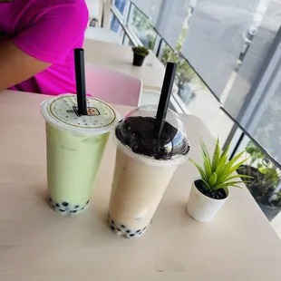 Honeydew Milk Tea &amp; Potted Milk Tea