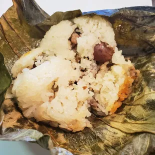 The tasty sticky rice inside the Lotus leaf