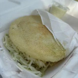 Egg and cheese arepa