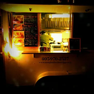 a food truck at night