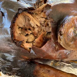 You can clearly see how dry and overcooked this was.  Looks almost like wood from a burned tree.