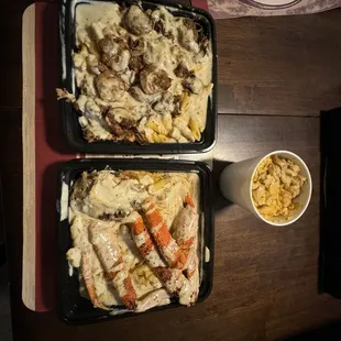 Jerk Chicken and Shrimp Alfredo Pasta Cajun Snowcrab Alfredo Pasta Mac and cheese