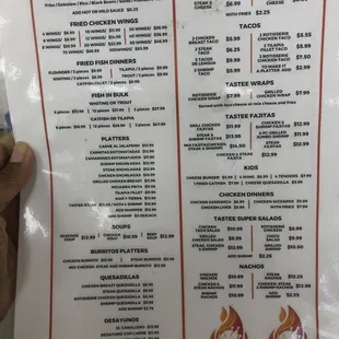 Full menu