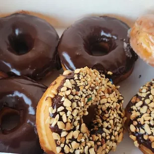 food, donuts, dough desserts