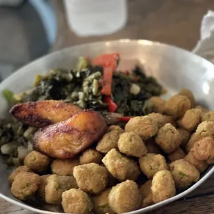 Fried Okra and Callaloo