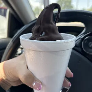 Dip cone!!! Yummy tastes like homemade ice cream! Nice thick chocolate top yum