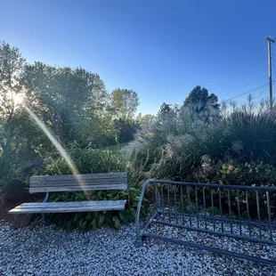 The seating/bike rack outside