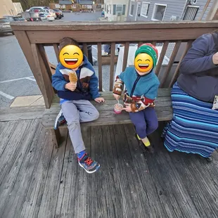 Child #1 and Child #2 enjoying some ice cream!