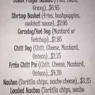 a menu for a restaurant
