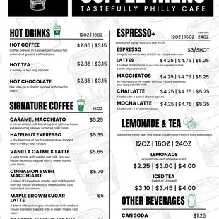 Our Coffee and Beverage Menu