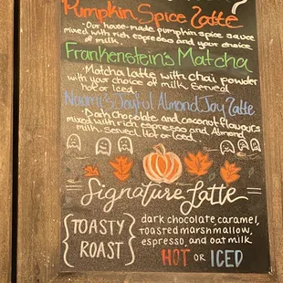 Fall featured menu.