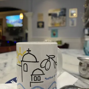 a cup of coffee on a table