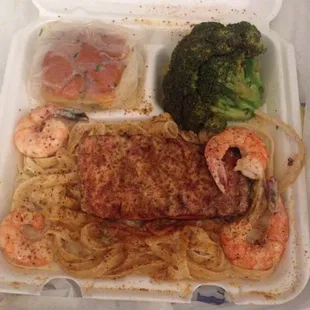 Shrimp Chicken Salmon Alfredo