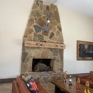 Beautiful fireplace.  It&apos;s 100 degrees right now but if it ever gets cold again, this would be very cozy!