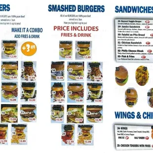 a menu for a fast food restaurant