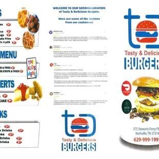 a menu for a fast food restaurant