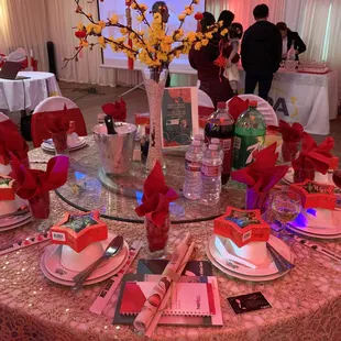 a table set for a wedding reception