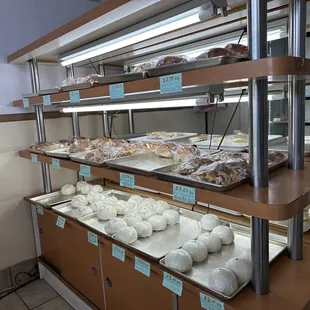 a variety of pastries on display