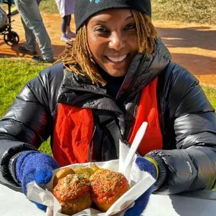 Her smile says it all...
Our Italian Pasta Ball

Happy Eating!