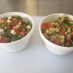 Our Pico and Cucumber/Tomato Salads
