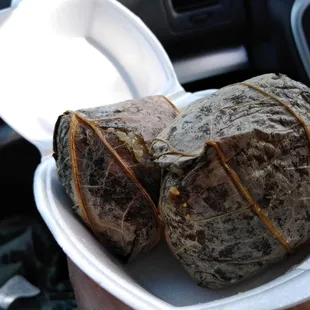 Leaf wrapped sticky rice chicken