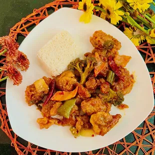 half of General Tso's Chicken