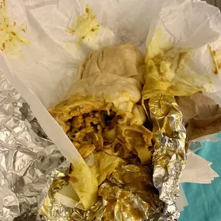 Food busting out the side. Even though it wasn't a lot.