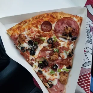 Combo slice. Hot &amp; delicious fresh out the oven.